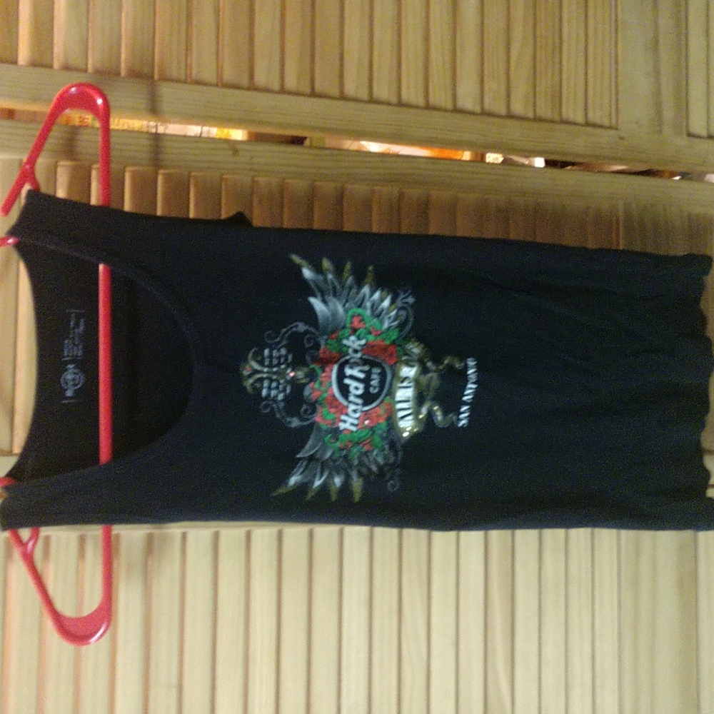 Hard Rock Cafe Brand Women's San Antonio Black, White, Red & Green Tank-NWOT